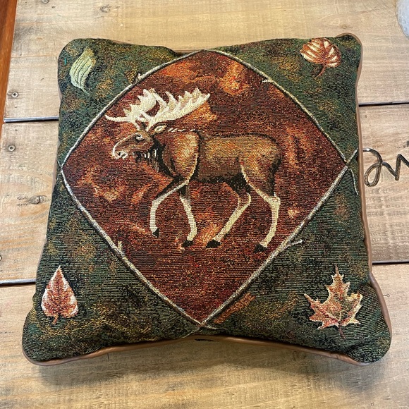 Fall Moose Tapestry Pillow - Picture 1 of 2